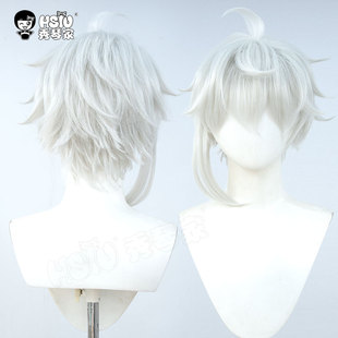 秀琴家 捉鬼师后日谈 秦梧cos假发 红色耳绳 打毛银灰加长鬓角