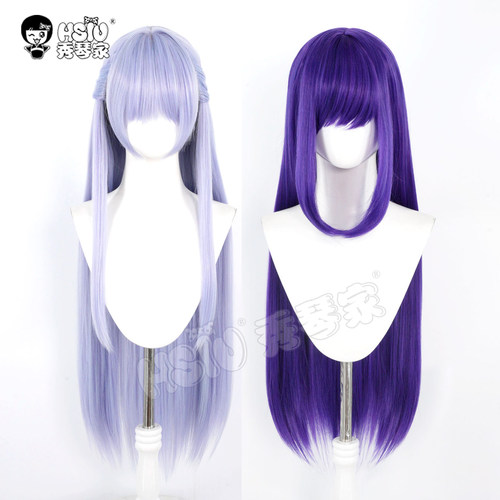 秀琴家 圣采儿cos假发 神印王座 中分头皮 暗紫色 白色 混丝加蓬