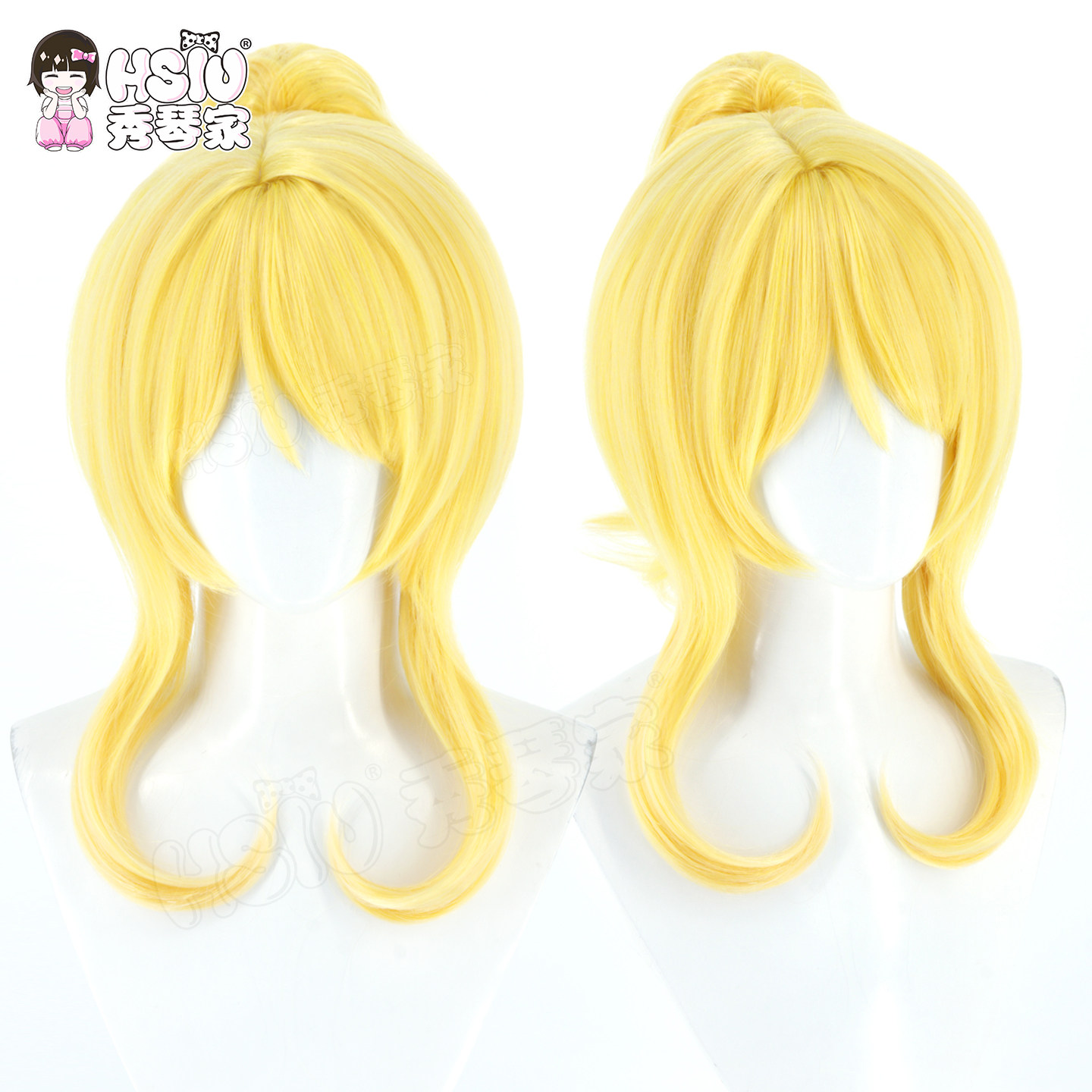 秀琴家 Love live! 绚濑绘里cos假发 黄色假毛 分体虎口夹马尾