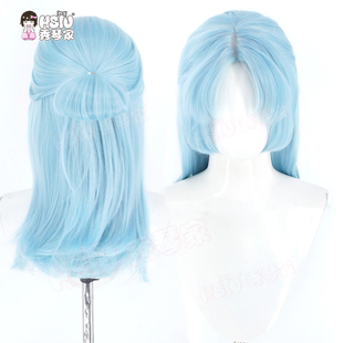 秀琴家 附加遗产 温小辉cos假发 偏分头皮 灰蓝色混蓬造型假毛