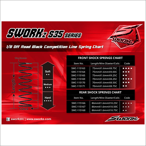 SWORKZ S35-4/3 黑武士后避震器彈簧2點-長 SWC-115168