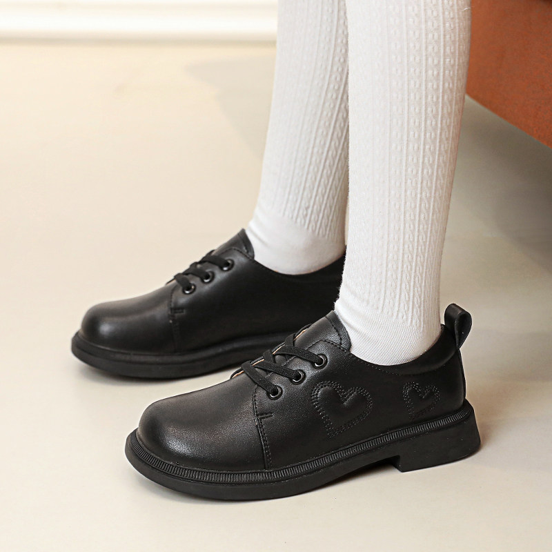 女童皮鞋2026款秋季女孩演出鞋子中小童学生黑色真皮中小童休闲鞋