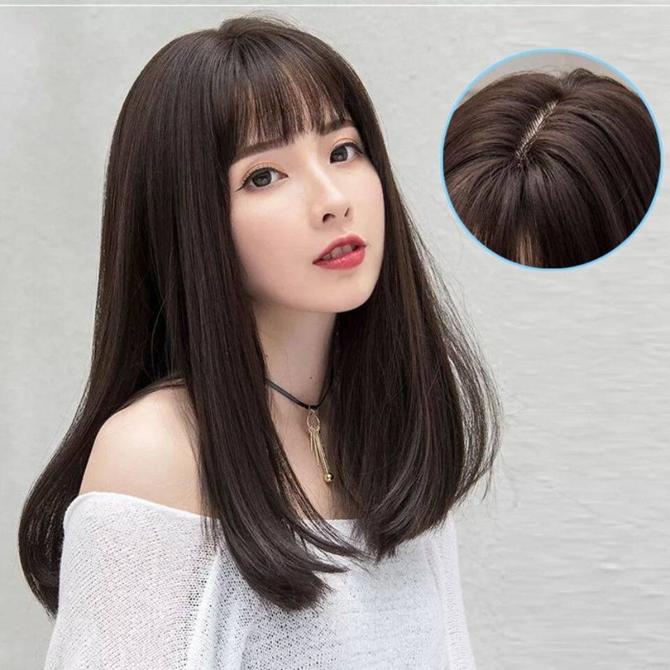 假发女长发真发长直发齐发尾大头皮隐形无痕假发套空气刘海全头套
