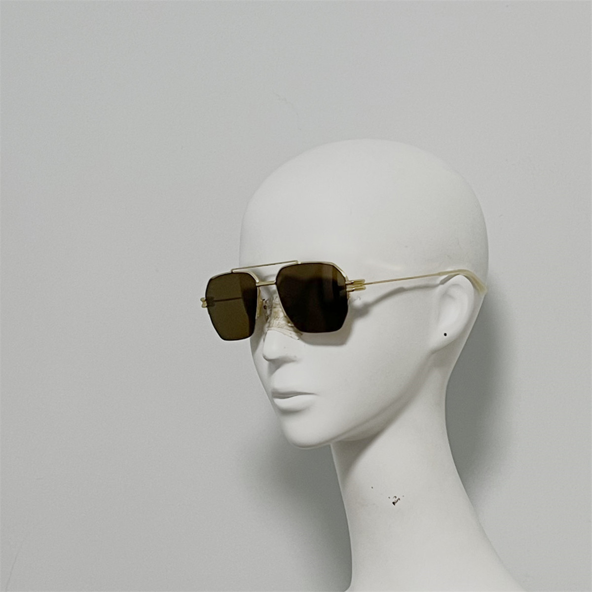 B和V 56 男女金属款大方框修脸太阳镜 半框墨镜 样板孤品 INS热款