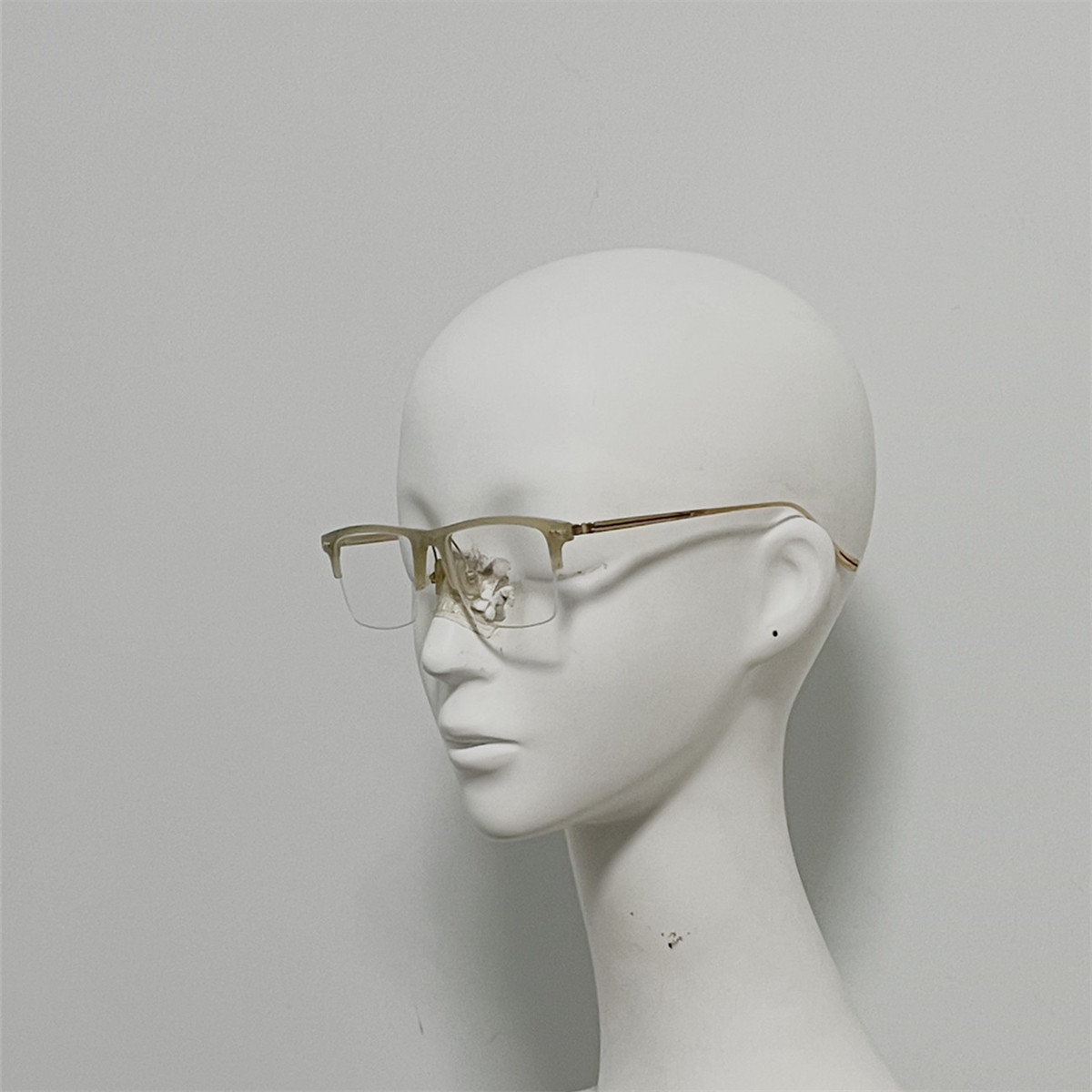 323 纯天然牛角配钛金属腿半框眼镜 光学镜 超大方框文艺范装饰镜