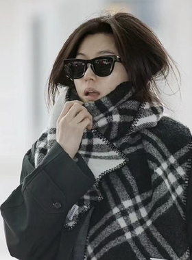 4415 英伦格纹 意产厚重板材太阳镜 猫眼款大框修脸墨镜 23年新款