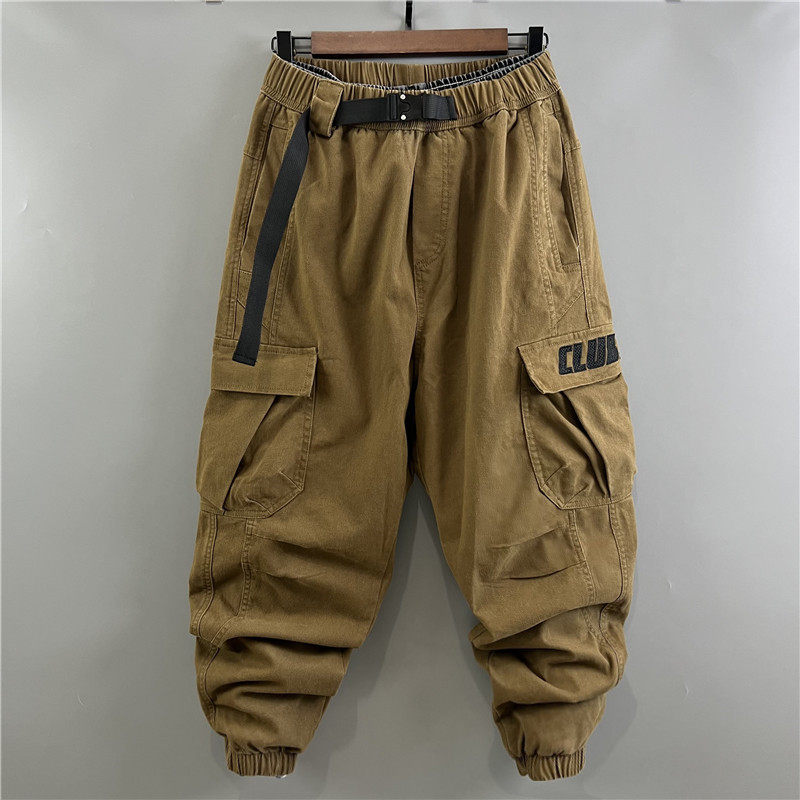 秋冬大码男士工装裤刺绣黑色宽松束脚小脚多口袋休闲个性潮哈伦裤,男装,休闲裤,淘宝优惠券,粉丝福利购,淘宝优惠卷