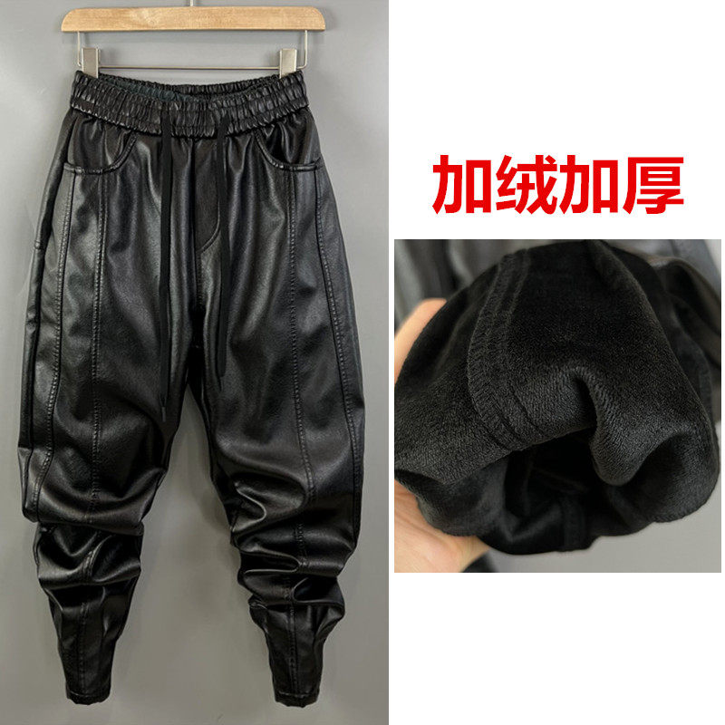 冬季加绒加厚皮裤男士防风束脚外卖骑行摩托车骑手防寒小脚哈伦裤,男装,皮裤,淘宝优惠券,粉丝福利购,淘宝优惠卷