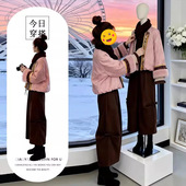 高腰休闲阔腿裤 棉服外套搭配时尚 两件套潮 国风气质减龄短款 新中式