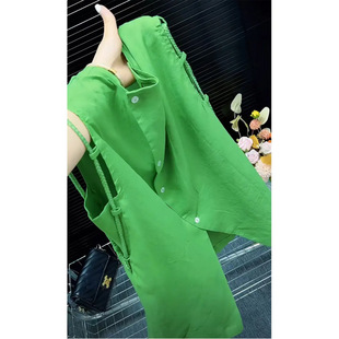 轻熟风感穿搭小众设计抽绳上衣女夏季 潮 洋气宽松休闲无袖 衬衫
