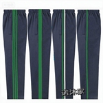 藏蓝色校服裤子初高中小学生春秋运动休闲宽松加绒加厚校裤草绿边