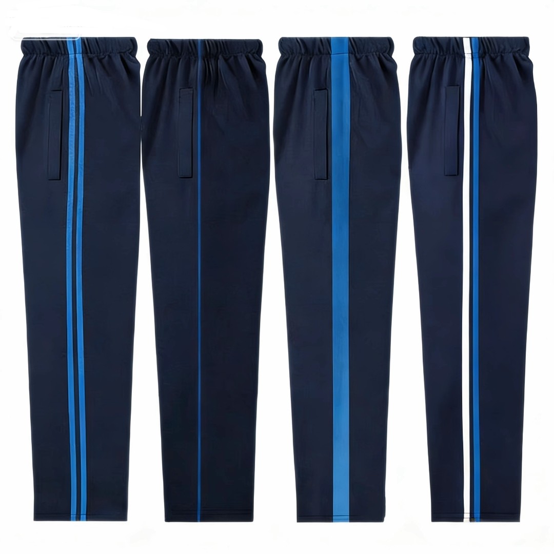 藏蓝校服裤子中小学生运动校裤宽松加肥加大码深蓝色条纹一二道杠