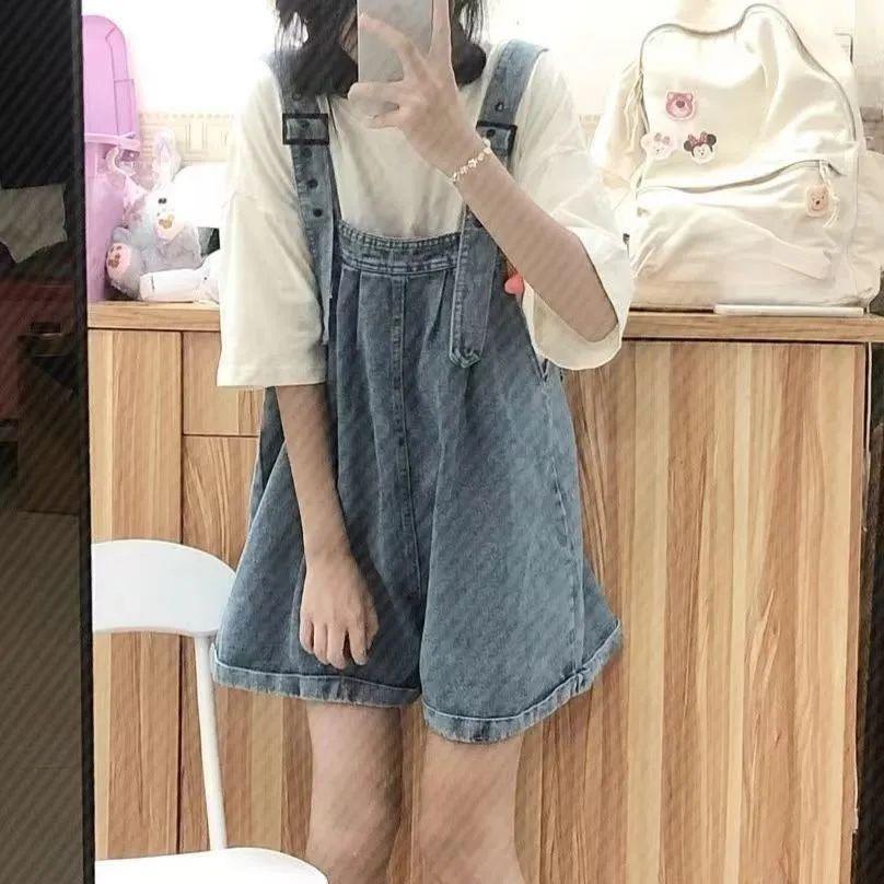 女童背带裤夏季薄款多巴胺风短裤图片