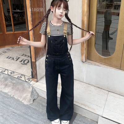 小个子小众设计感蓝色牛仔抱婴袋裤女夏季新款显瘦高腰阔腿直筒长