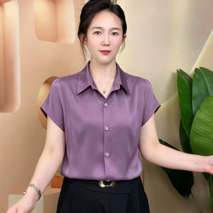 开衫夏季新款衬衫女短袖上衣时尚显瘦百搭气质衬衫