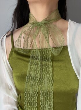 绿野仙踪蕾丝长条丝巾飘带choker绿色系带颈饰装饰围巾发带腰带女