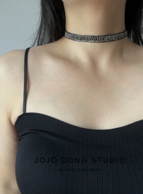 暗黑项链手工钉珠氛围小香风choker项圈女优雅百搭颈带时髦锁骨链