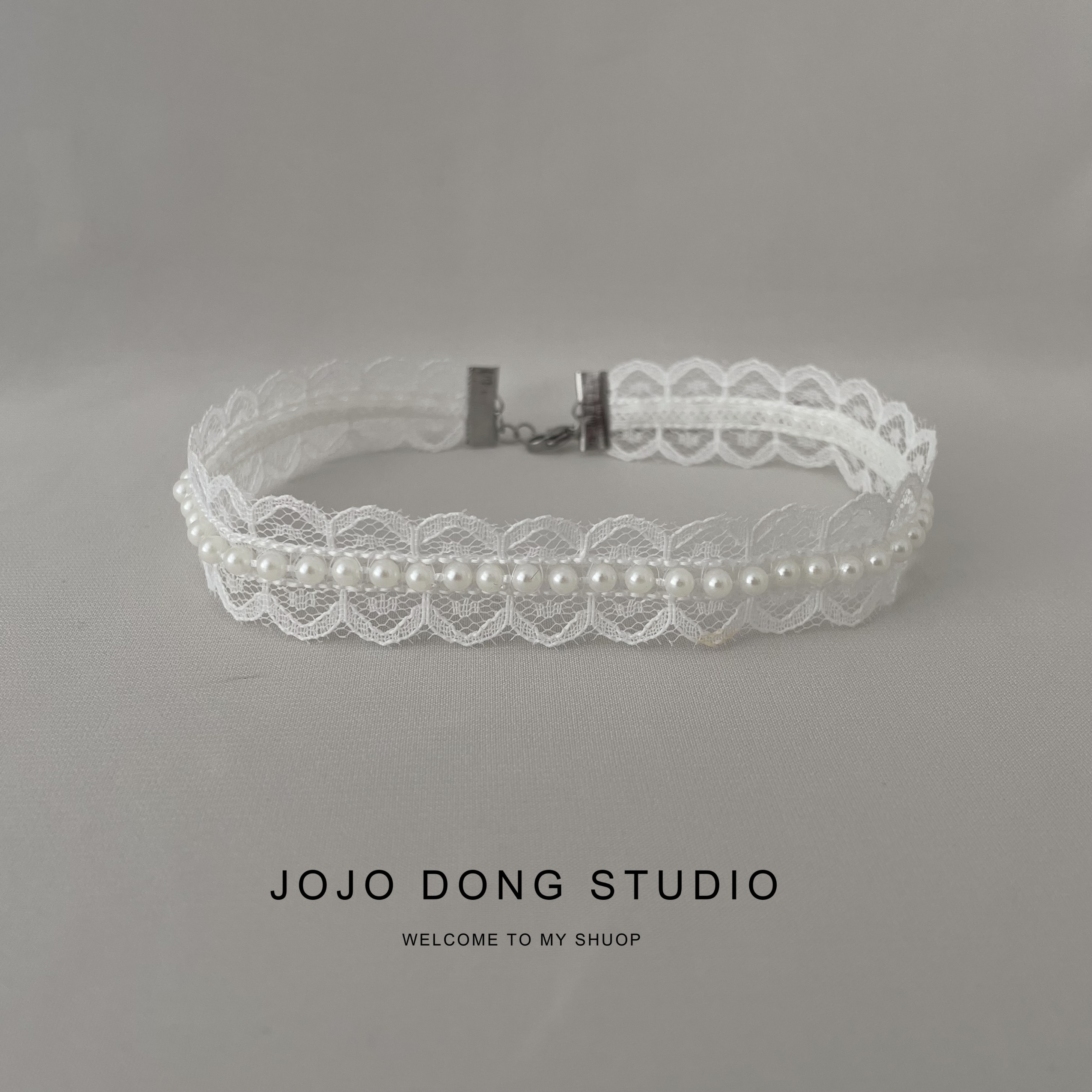 白色蕾丝锁骨链女小米珠choker气质名媛颈链新款轻奢小众项链仙