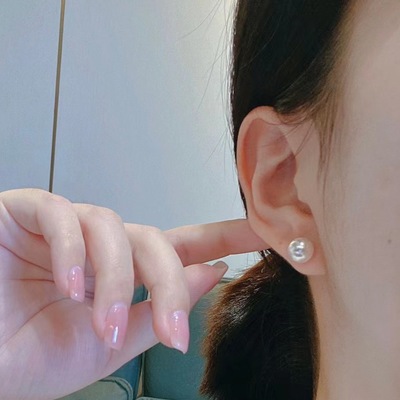 日本海水akoya天女珍珠耳钉款18k金耳钉正圆小灯泡镜面光简约