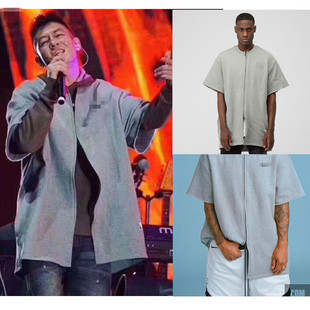 卫衣开衫短袖拉链陈冠希同款时尚潮音乐节演唱会着装百搭灰色外套