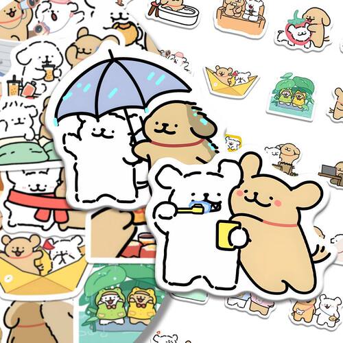 可爱线条小狗恋爱日常笔记本贴纸