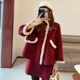新年战袍过年红色套装小香风秋冬裙装两件套温柔冬装毛呢套装裙
