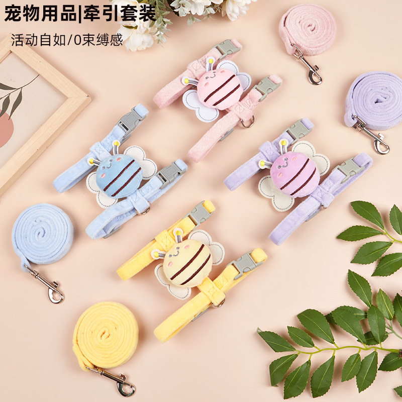 狗狗牵引绳蜜蜂图案工字背猫咪胸背尼龙防挣脱外出遛猫绳