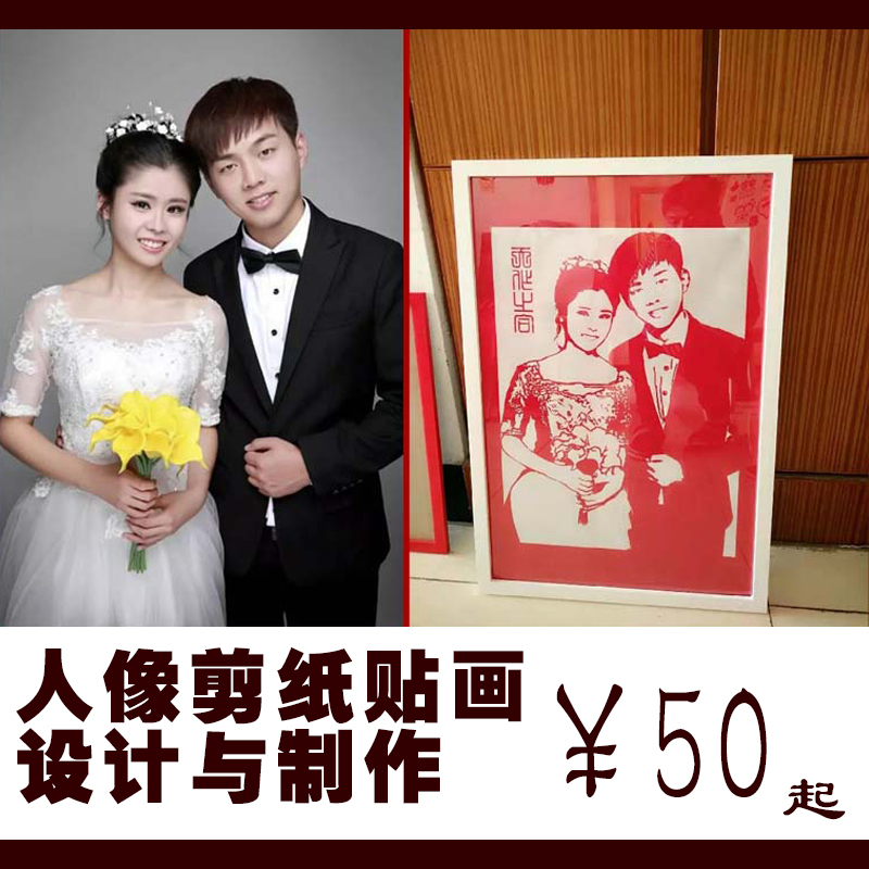 剪纸玻璃贴画结婚布置定做礼品