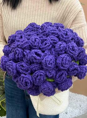 单色紫玫瑰花束毯子送女男朋友闺蜜浪漫生日情人节新年礼物高颜值