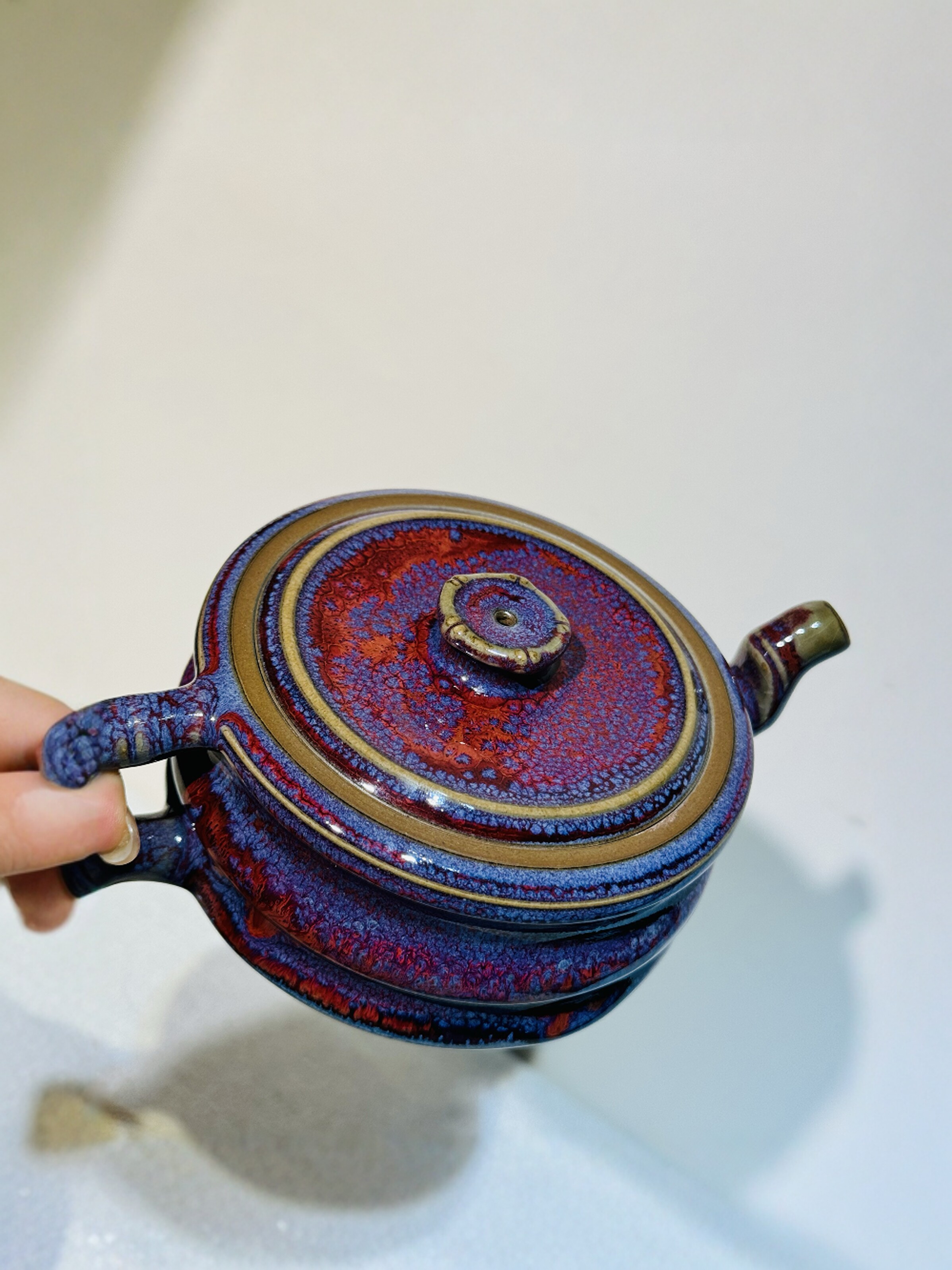钧瓷窑变炉钧釉窑变竹节壶精品茶壶泡茶器陶瓷茶壶