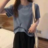 Шелковая летняя тонкая белая трикотажная короткая брендовая футболка, свободный крой