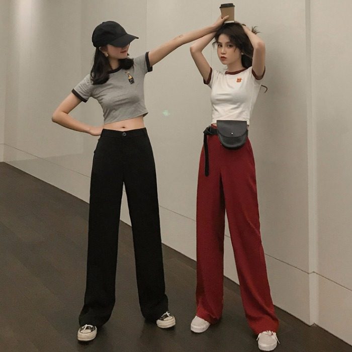 夏季韓版chic高腰墜感闊腿褲女顯瘦洋氣拖地長褲直筒寬松休閑褲潮在類目 女裝/女士精品, 褲子, 休閒褲中 - 來自Buy2taobao.com提供專業的淘寶代購服務