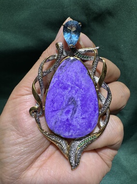 天然水晶舒俱来吊坠925银镶嵌体颜色好意大利工艺女款项链