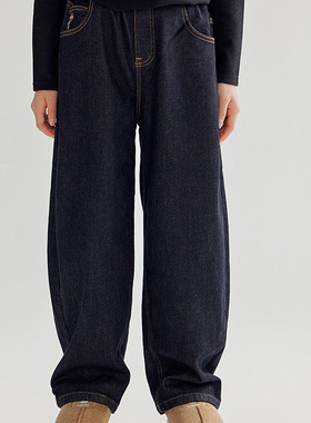 DAWON中大女童儿童加绒时尚直筒牛仔裤 韩国代购童装25冬长裤098