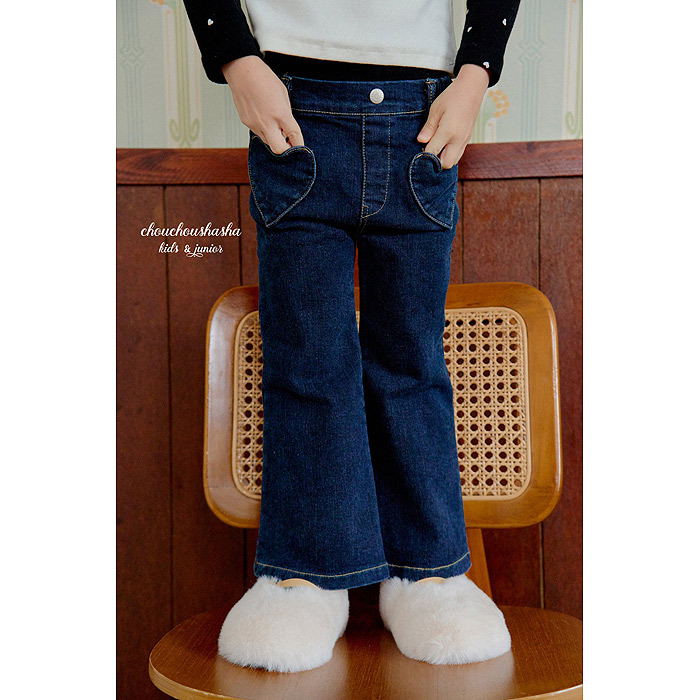 儿童爱心加绒牛仔喇叭裤 SHA韩国南大门童装2025冬款女童靴裤219