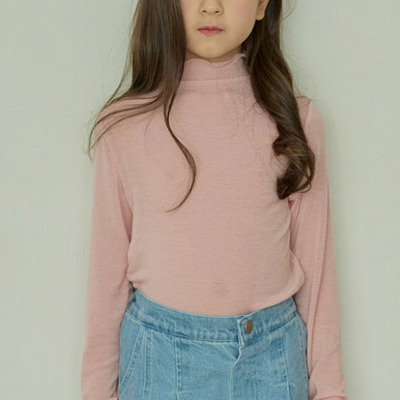 儿童简约木耳边高龄长袖T恤 韩国代购进口童装26春女童打底衫856
