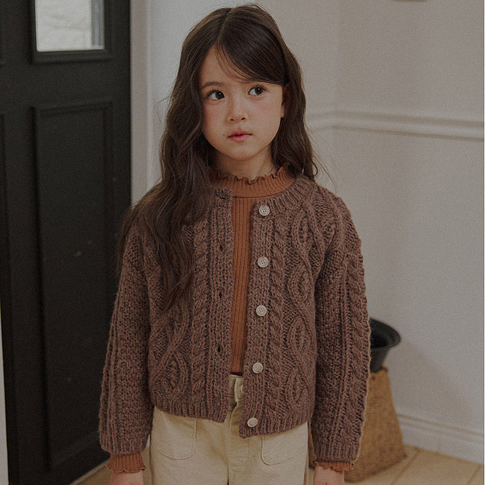 儿童麻花针织亲子开衫外套 BELLOT韩国代购进口童装25冬款女童768