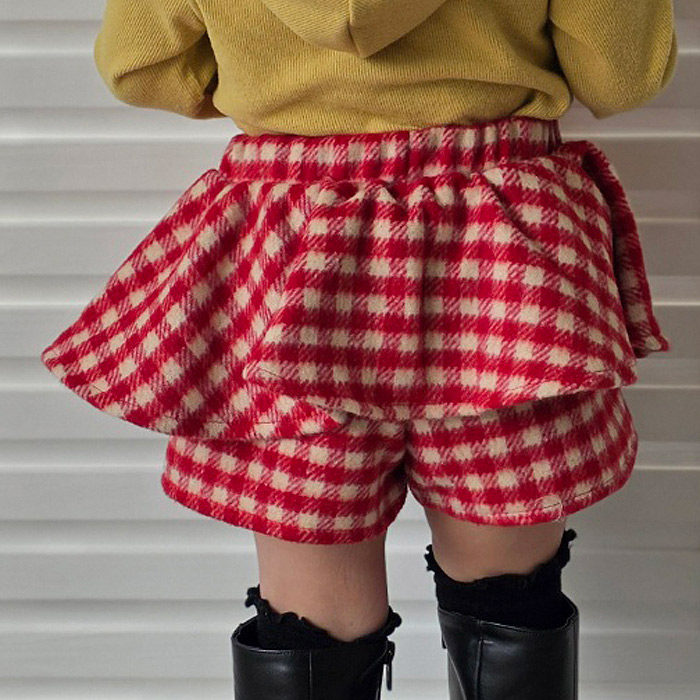 女童洋气百搭格子蛋糕短裤 Color韩国童装代购2026冬儿童裙裤211