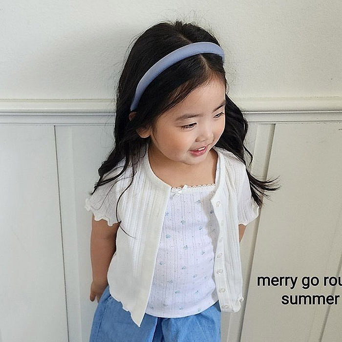 女童小童时尚木耳边短袖开衫 Merry韩国代购童装26夏季款外套606
