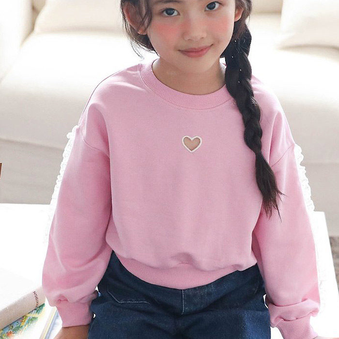 儿童时尚蕾丝花边卫衣 VIVIELLY韩国代购进口童装26秋中大女童973