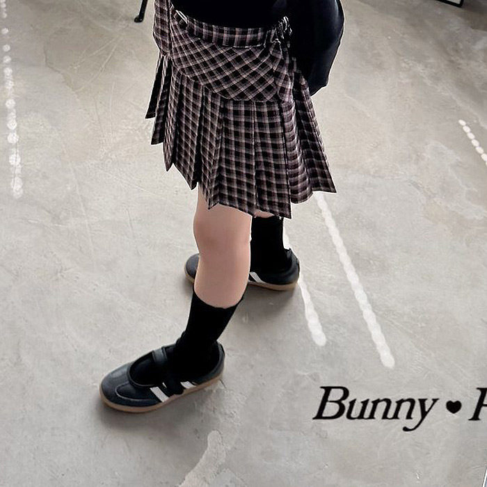 中大女童学院风格子百褶短裙 BUNNY韩国代购进口童装26秋裙裤2301