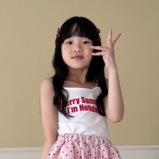 款 中大童女童纯色字母吊带衫 26夏季 南大门童装 2301 BUNNY韩国代购