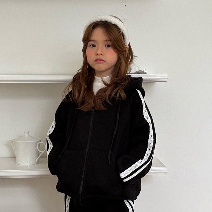 儿童加绒拉链连帽卫衣外套 韩国南大门童装2025冬款中大女童7711