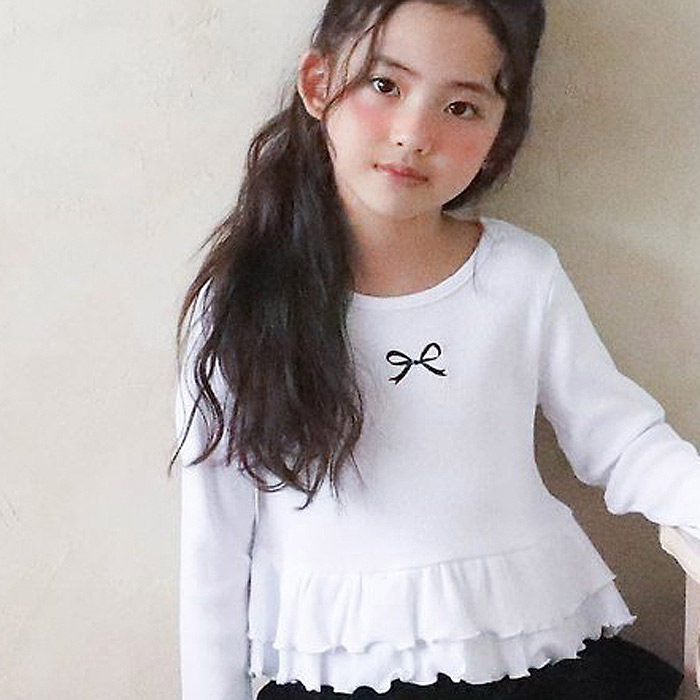 儿童甜美蝴蝶结长袖T恤VIVIELLY韩国代购童装26秋季款中大女童973