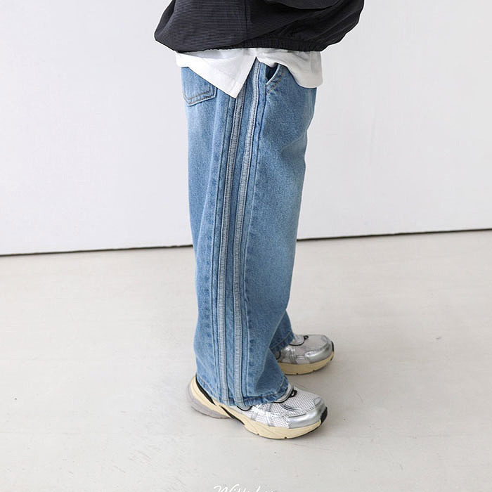 儿童松紧腰拼接牛仔裤WITTY韩国代购童装26春款中大男女童长裤824