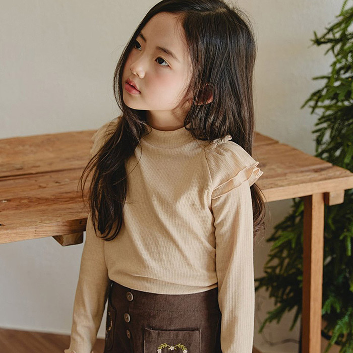 儿童洋气公主花边长袖T恤 韩国南大门童装2025冬款女童打底衫856