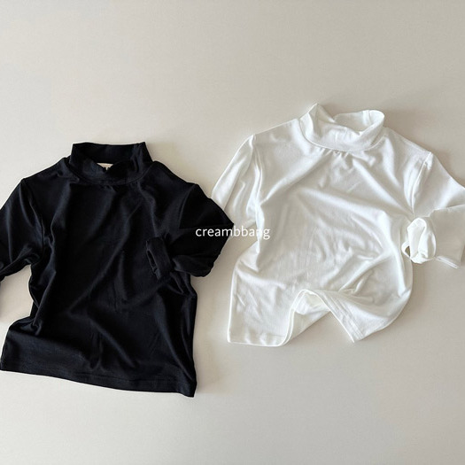 儿童黑白色半高领长袖T恤 韩国南大门童装2025冬款中大男女童509