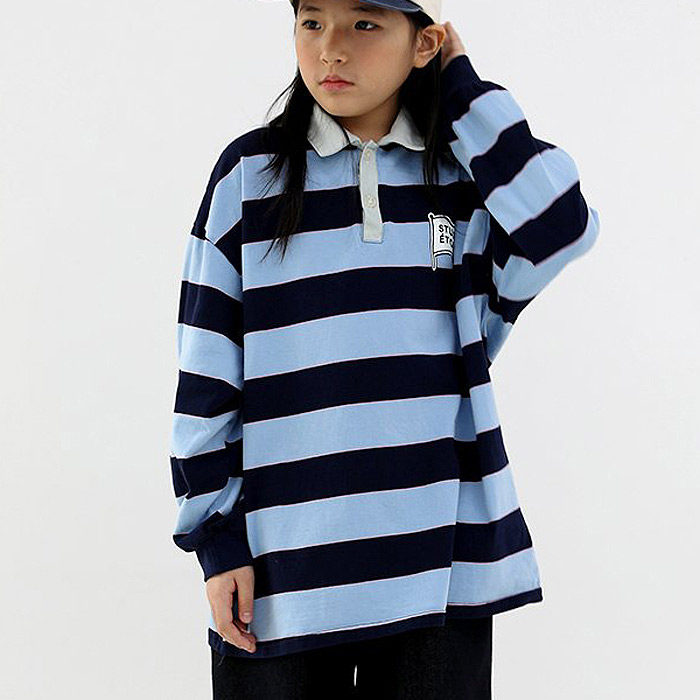 12months中大童男女童亲子条纹翻领长袖T恤韩国代购童装26春款994