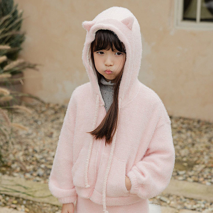 儿童毛绒拉链卡通连帽外套 URBAN韩国代购进口童装25冬款女童008