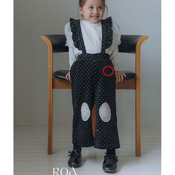 儿童小童波点花边背带裤 ROA韩国南大门童装2025冬款女童长裤079